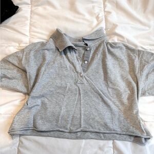 offline aerie gray collared crop top